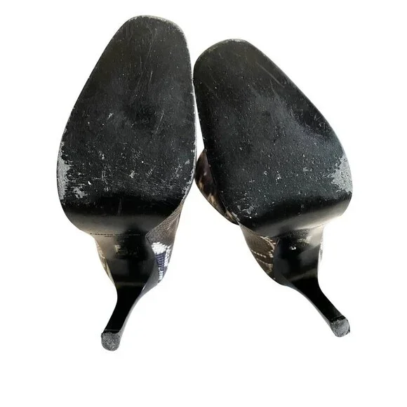 Sigerson Morrison Python Embossed Knee-High Leather Boots 40 Black Brown Snake - Picture 4 of 14